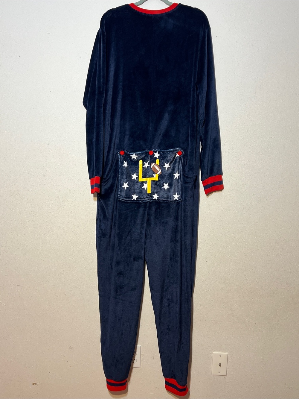 Jammers Men’s Navy One-Piece Fleeced Football Onesie Size Large